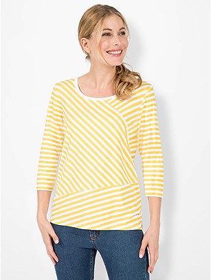 Striped Pattern 3/4 Sleeve Top product image (539239.YLST.1.1_WithBackground)