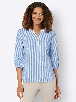 Seersucker Fabric Striped Blouse product image (540304.LBST.1.1_WithBackground)