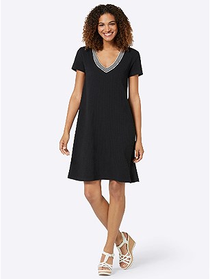 Stripe V-Neck Dress product image (541500.BK.1.1_WithBackground)