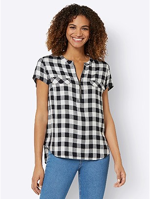 Checkered Zip Up Blouse product image (541503.BKEP.1.1_WithBackground)