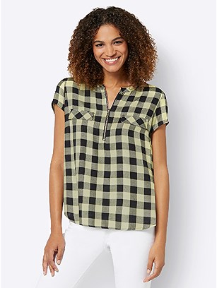 Checkered Zip Up Blouse product image (541503.BKLE.1.1_WithBackground)