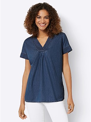 Low V-Neck Blouse product image (541605.BLUS.1.1_WithBackground)