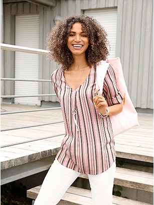Striped 3/4 Sleeve Blouse product image (541637.RSST.1.1_WithBackground)