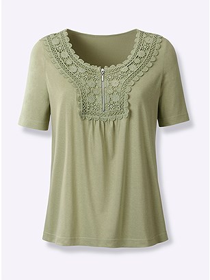 Lace Zip Up Neckline Top product image (541758.GYJD.1.10_WithBackground)