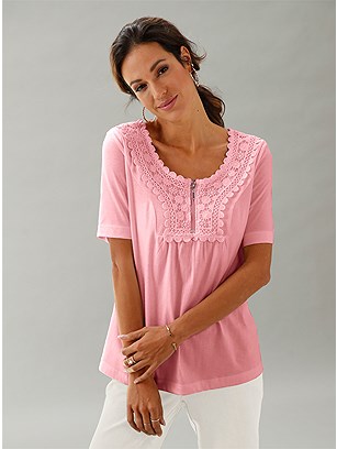 Lace Zip Up Neckline Top product image (541758.RS.1.11_WithBackground)