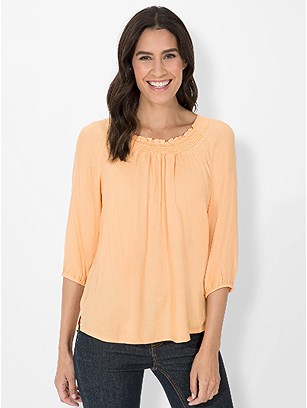 Smocked Neckline Blouse product image (541851.AP.1.1_WithBackground)
