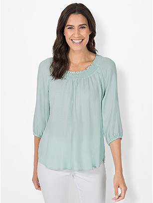 Smocked Neckline Blouse product image (541851.MT.1.1_WithBackground)
