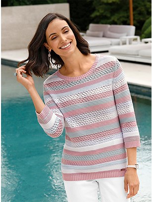 Striped Open Knit Sweater product image (544546.LBMU.1.23_WithBackground)