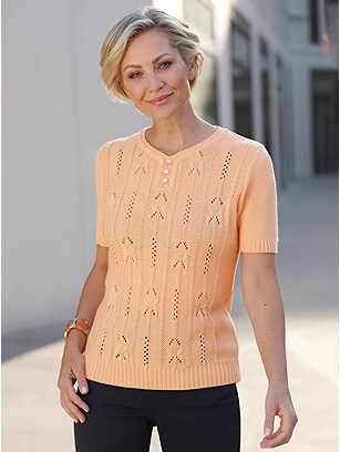 Open Knit Short Sleeve Sweater product image (544834.AP.1S)