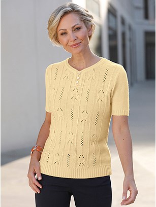 Open Knit Short Sleeve Sweater product image (544834.VA.1S)