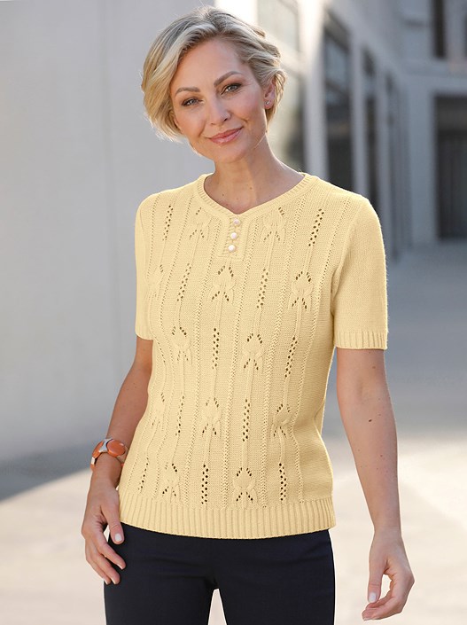 creation l Vanilla Open Knit Short Sleeve Sweater from creation L