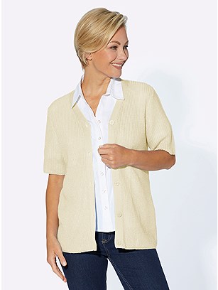 Ribbed V-Neck Cardigan product image (547104.WH.1.22_WithBackground)