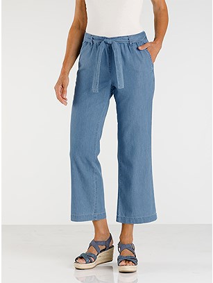 Denim Tie Waist Culottes product image (547879.FADE.1.1_WithBackground)