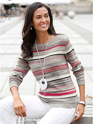 Striped Knit Sweater product image (549043.GYEC.1S)