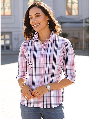 Checked Button Panel Blouse product image (550927.RSCK.1.1_WithBackground)