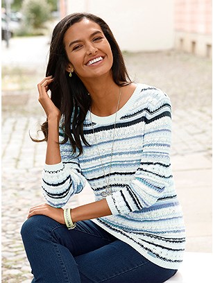 Textured Stripe Sweater product image (550930.BLWH.1.18_WithBackground)