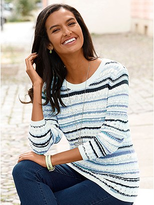 Textured Stripe Sweater product image (550930.BLWH.1S)