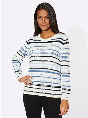 Textured Stripe Sweater product image (550930.BLWH.2.17_WithBackground)