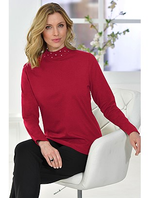 Decorative Stand Up Collar Top product image (555362.RD.1S)