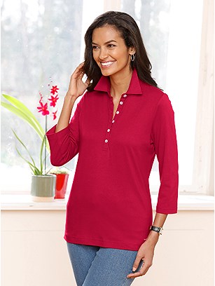 3/4 Sleeve Polo Top product image (555544.RD.1.1_WithBackground)