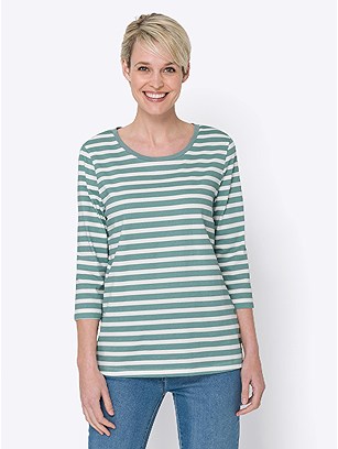 3/4 Sleeve Striped Top product image (555576.JDEC.1.1_WithBackground)