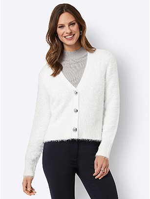 Fuzzy Decorative Button Cardigan product image (558191.EC.2.1_WithBackground)