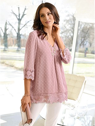 Swiss Dot Lace Blouse product image (558228.HYDR.J)