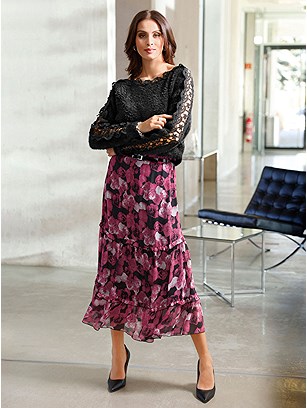 Tiered Floral Maxi Skirt product image (558281.BKFS.J)