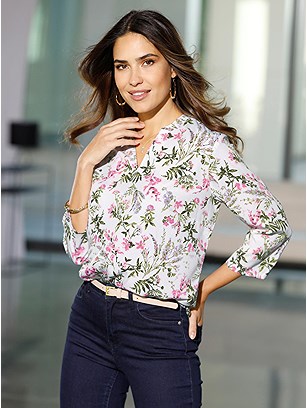 Floral V-Neck Blouse product image (558830.ECRP.1.1_WithBackground)