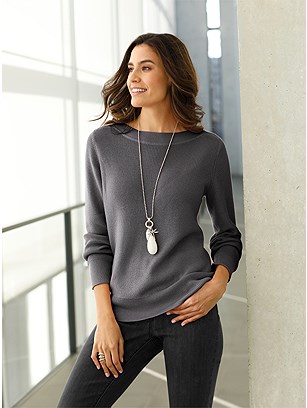 Ribbed Boat Neckline Sweater product image (558933.CHAR.1.2_WithBackground)