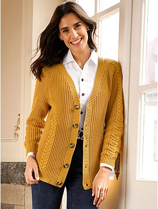 Cable Knit Button Down Cardigan product image (559003.OCMO.1.P11724)