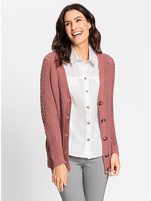 Cable Knit Button Down Cardigan product image (559003.RSDU.1.25_WithBackground)