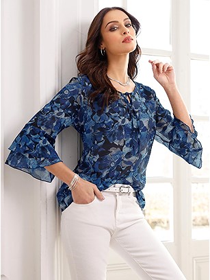 Floral Flare Sleeve Blouse product image (559111.RYPR.1.1_WithBackground)