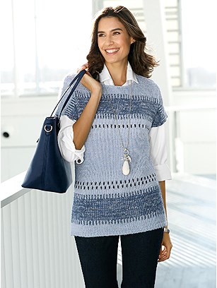 Patterned Short Sleeve Sweater product image (559188.LBPA.1.1_WithBackground)