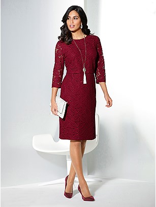 Lace Layered Shift Dress product image (559279.DKRD.J)
