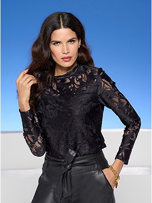 Lace Stand Up Collar Top product image (559442.BK.1.1_WithBackground)