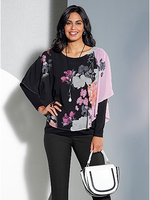 Floral Poncho Blouse product image (559726.BKHY.1.1_WithBackground)