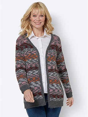 Printed Knit Cardigan product image (559901.GYPA.1.11_WithBackground)