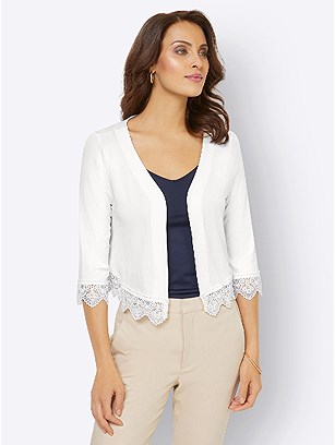 Lace Trim Cropped Jacket product image (559974.EC.1.2_WithBackground)