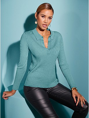 Ribbed V-Neck Sweater product image (560107.BL.1.7_WithBackground)