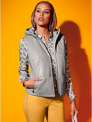 Faux Leather Hooded Vest product image (560119.STGY.11)