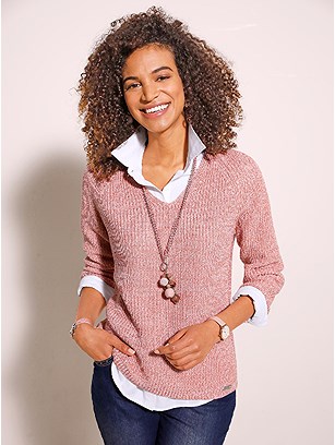 Mottled V-Neck Sweater product image (562063.RWMO.1.5_WithBackground)