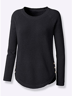 Textured Button Hem Sweater product image (562111.BK.1.1_WithBackground)