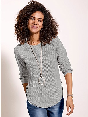 Textured Button Hem Sweater product image (562111.GYMO.1.P111124)