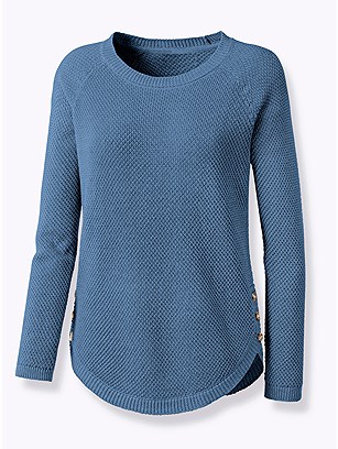 Textured Button Hem Sweater product image (562111.MIBL.1.26_WithBackground)