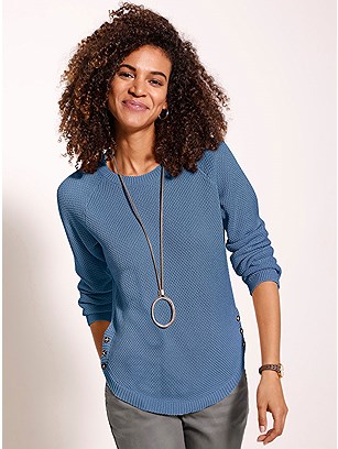 Textured Button Hem Sweater product image (562111.MIBL.1.P111124)