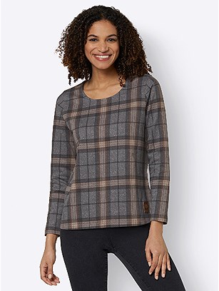 Long Sleeve Checkered Top product image (562388.GYPR.1.1_WithBackground)