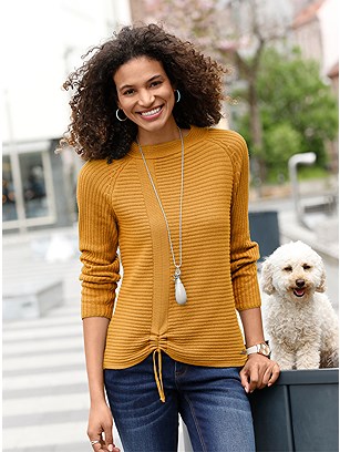 Ruched Ribbed Sweater product image (562406.OCKE.1.2_WithBackground)