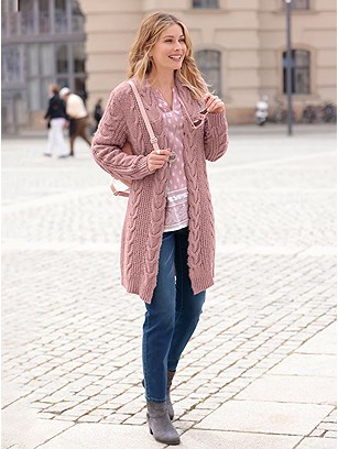 Cable Knit Long Cardigan product image (563263.HYDR.J)