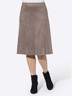 Suede Look Panel Skirt product image (563269.DKTP.1.1_WithBackground)